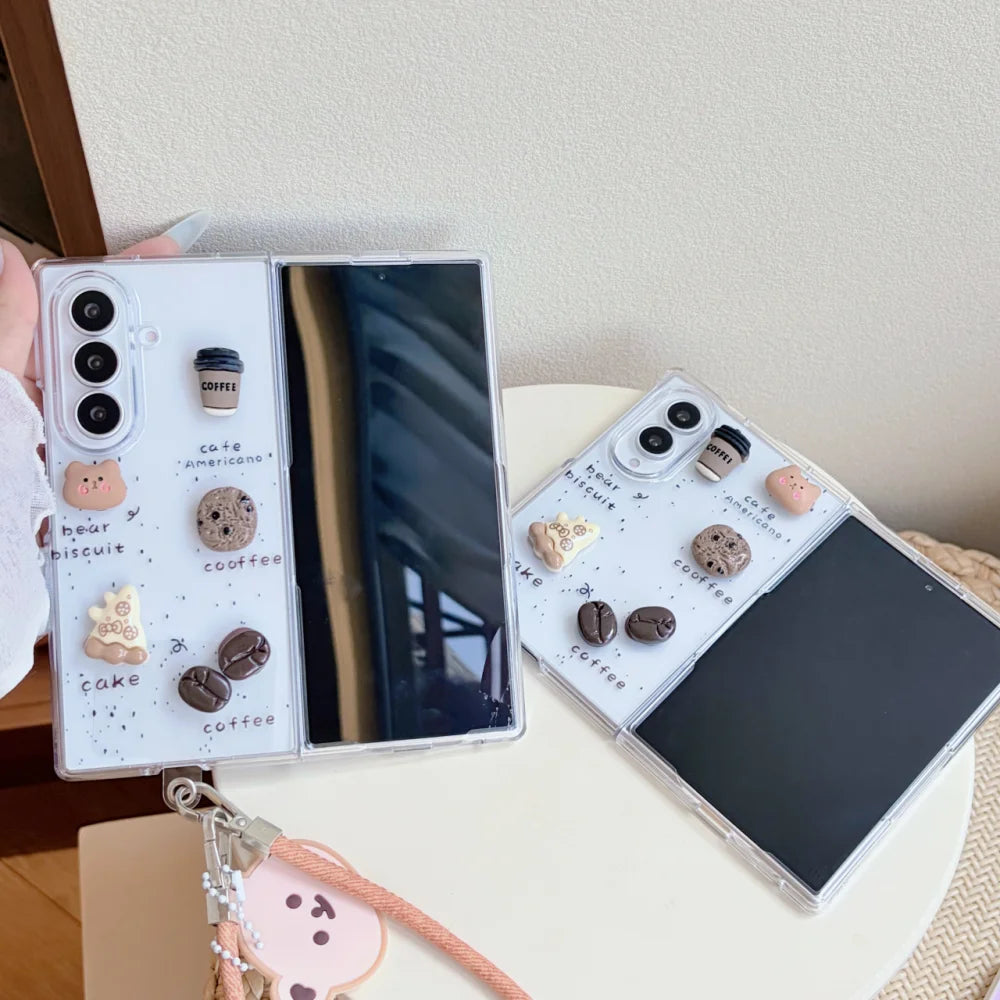 Kawaii 3D Coffee Bear Phone Case For Samsung Galaxy Z Fold 8