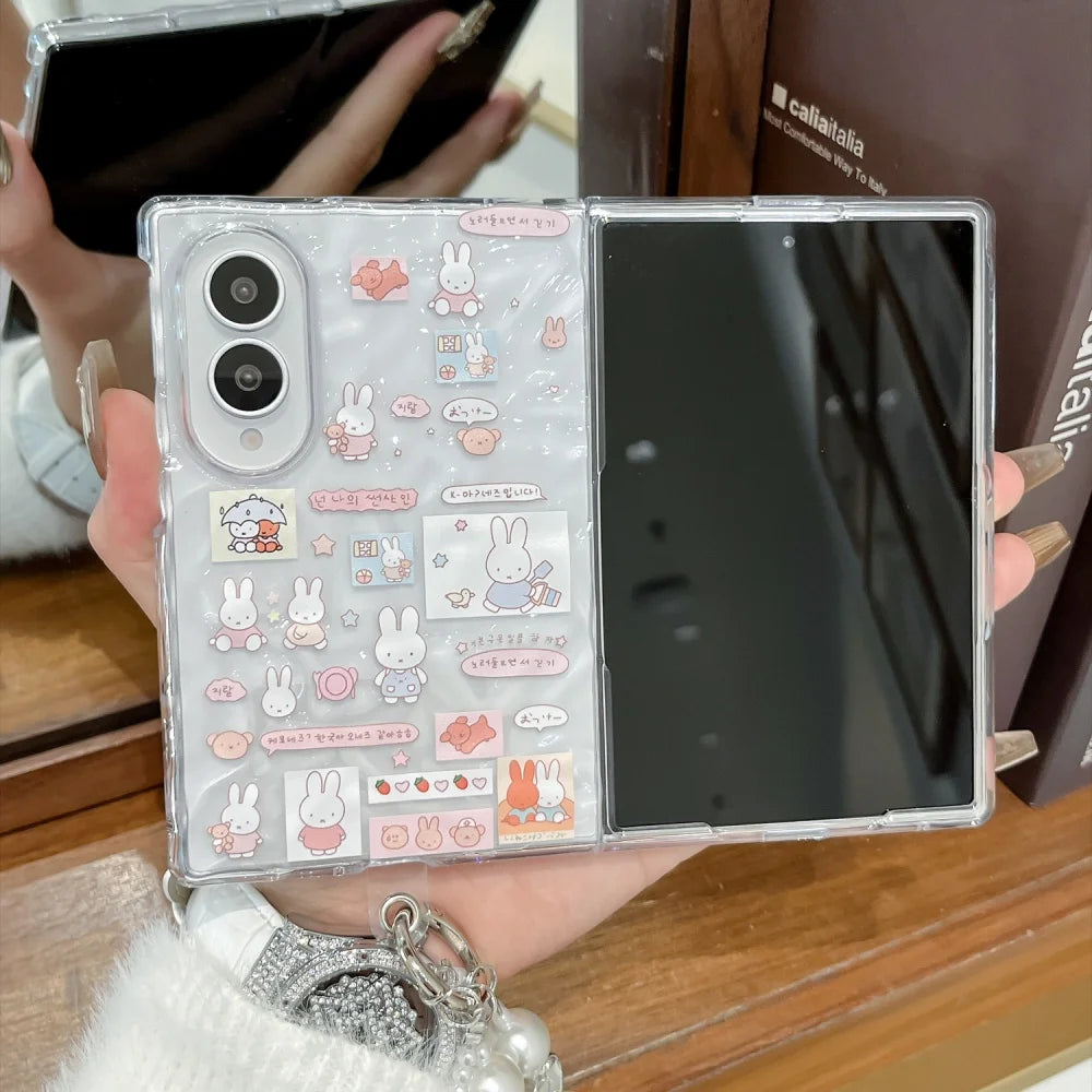 Miffy Rabbit Phone Case with Lanyard for Samsung Galaxy Z Fold