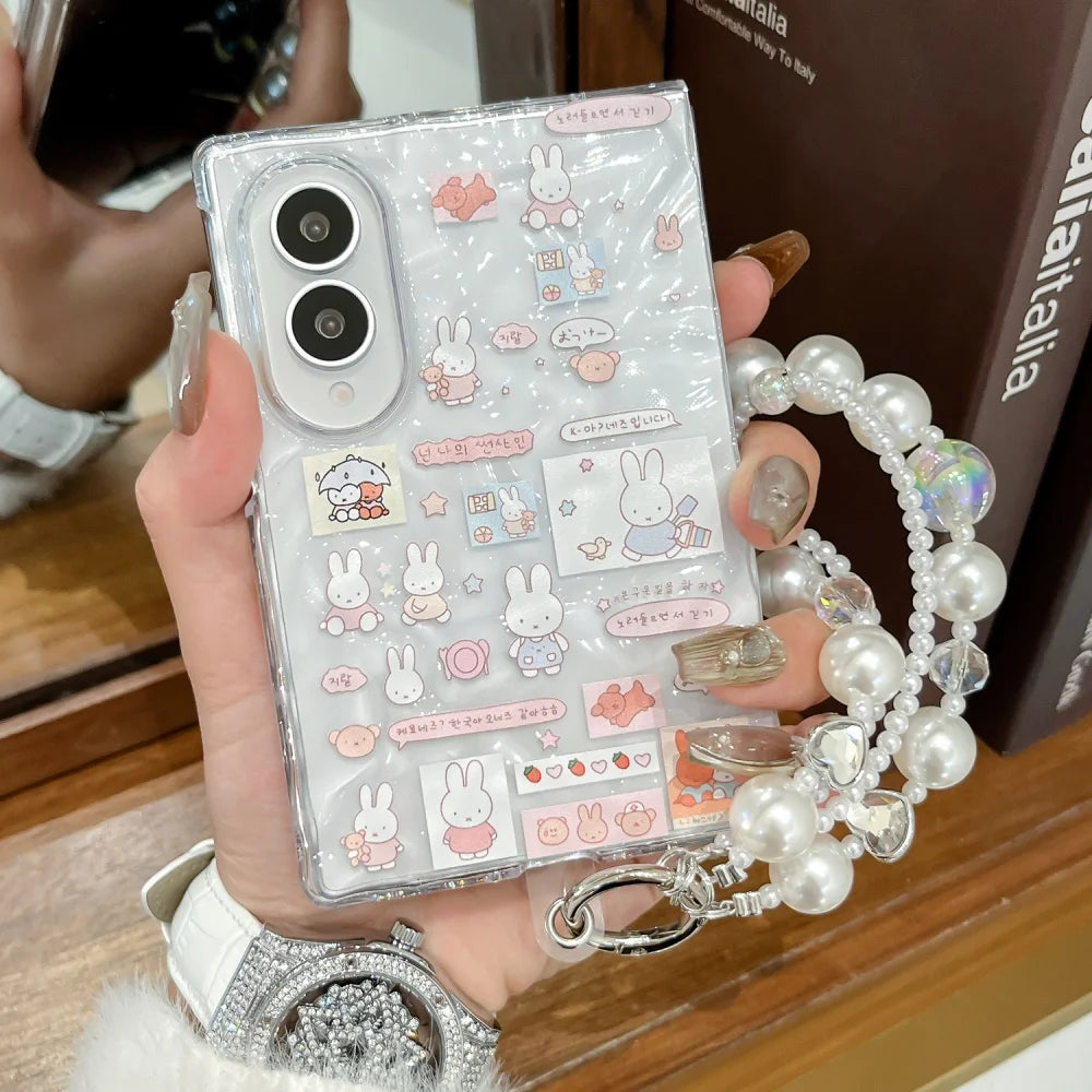 Miffy Rabbit Phone Case with Lanyard for Samsung Galaxy Z Fold