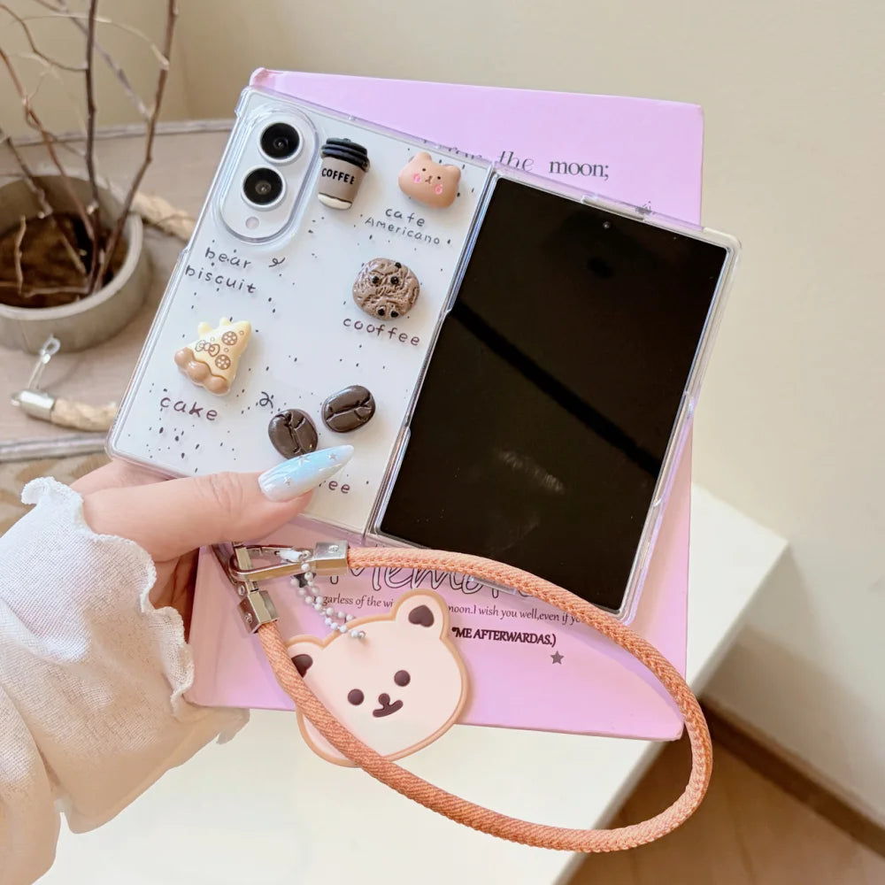 Kawaii 3D Coffee Bear Phone Case For Samsung Galaxy Z Fold 8