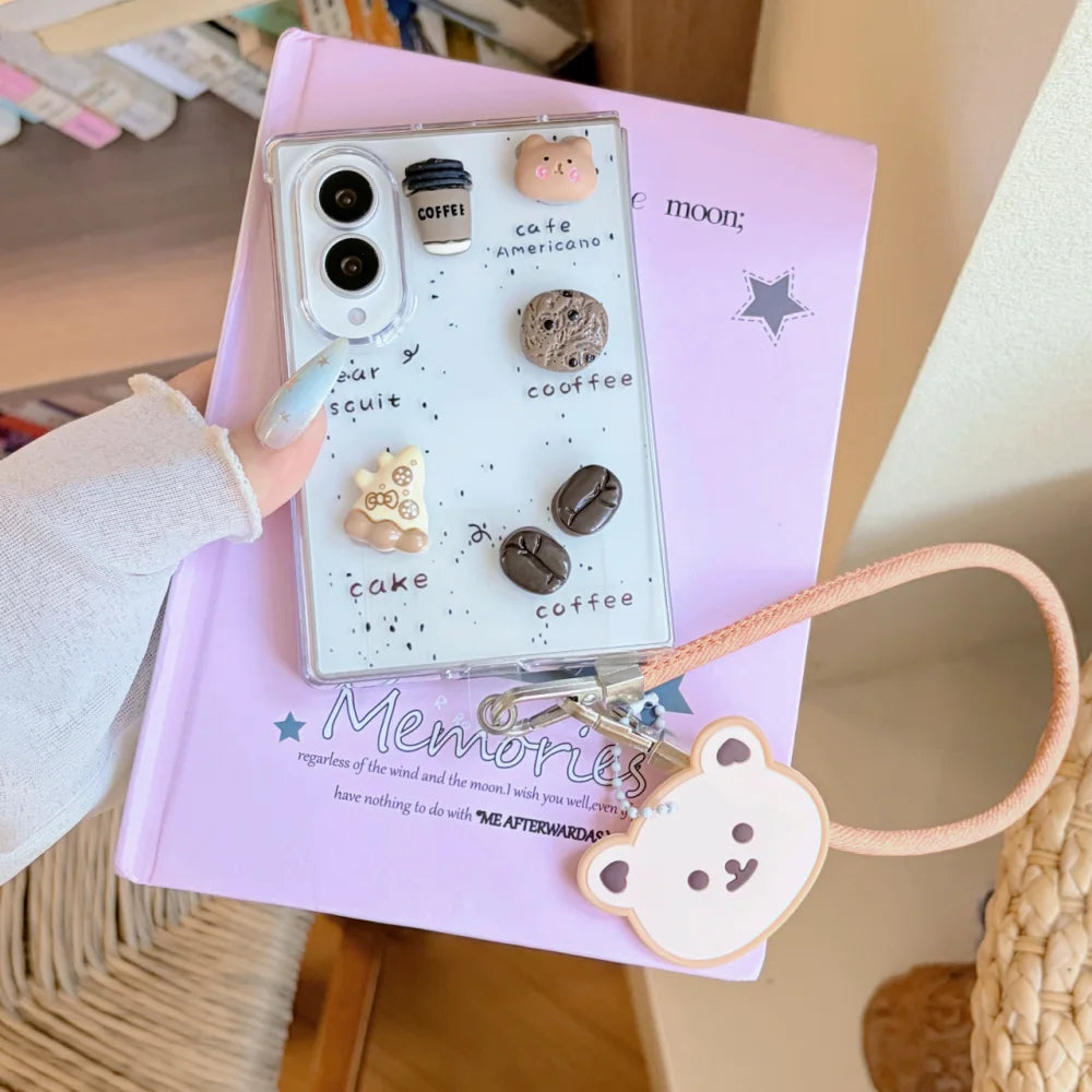Kawaii 3D Coffee Bear Phone Case For Samsung Galaxy Z Fold 8