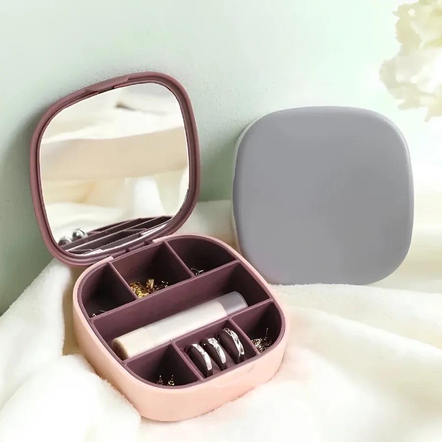 Jewelry Organizer Box, With Mirror Light Pink Purple