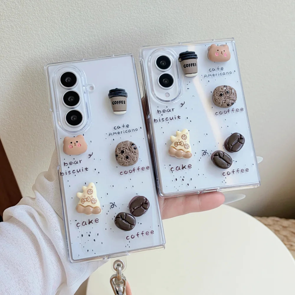 Kawaii 3D Coffee Bear Phone Case For Samsung Galaxy Z Fold 8