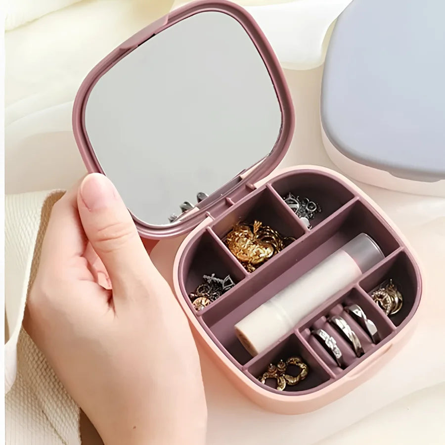 Jewelry Organizer Box, With Mirror Light Pink Purple