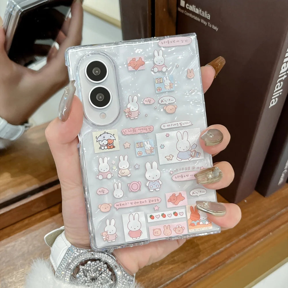 Miffy Rabbit Phone Case with Lanyard for Samsung Galaxy Z Fold