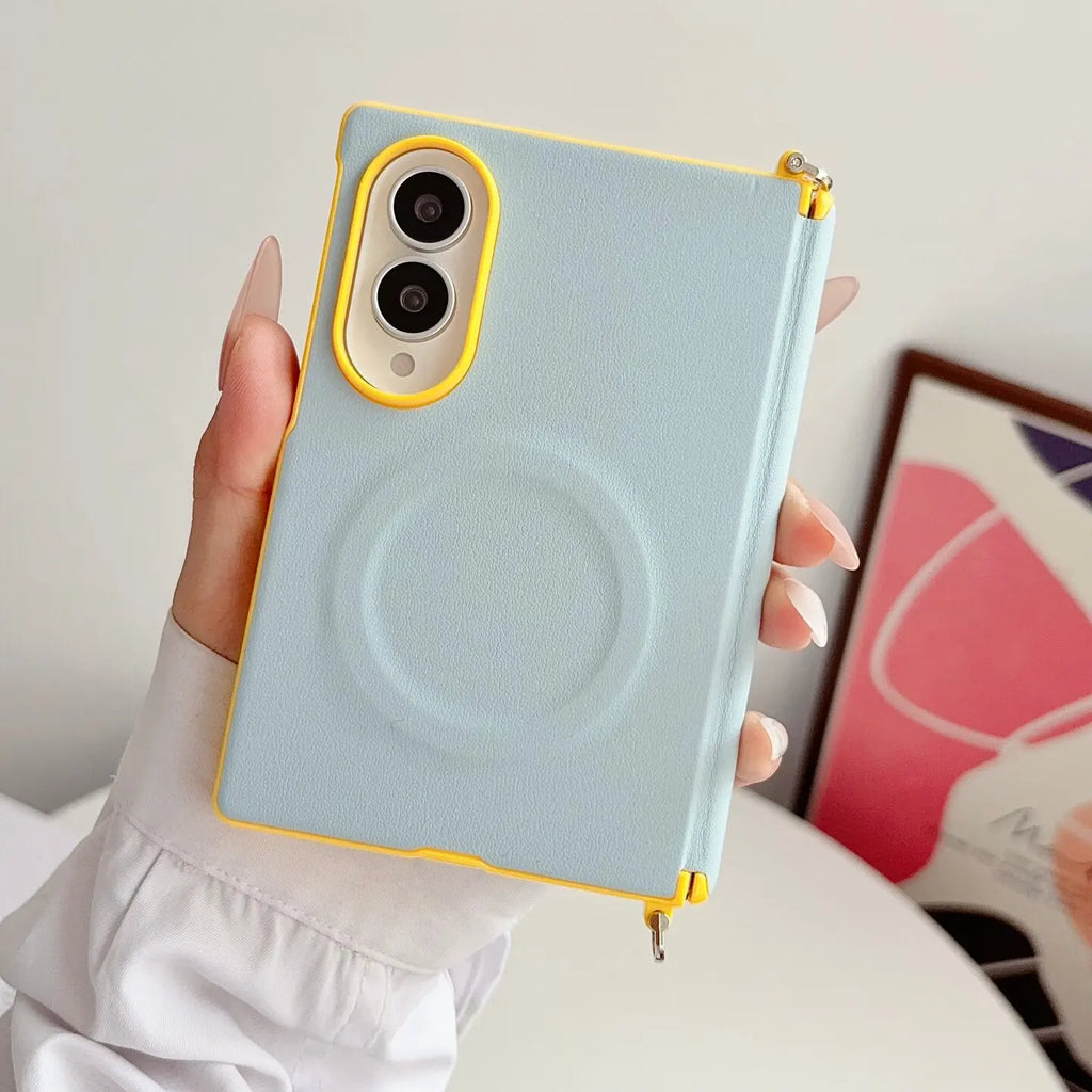 Dopamine Color Clashes Leather Magnetic Case for Samsung Galaxy Z Fold 8