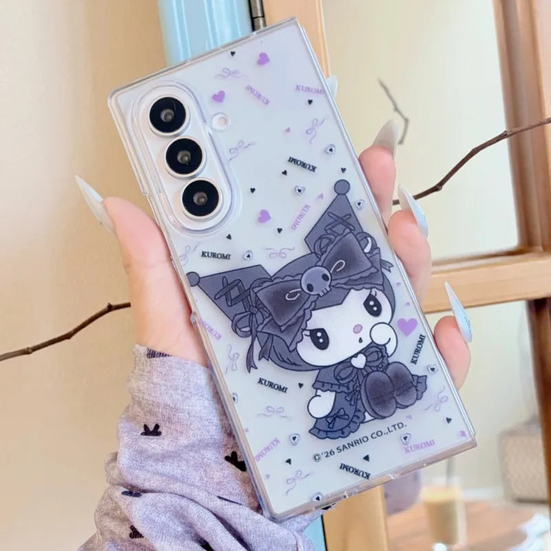 3D Kuromi Character Phone Case with Stand Lanyard for Samsung Z Fold 8, Z fold 8 Ultra
