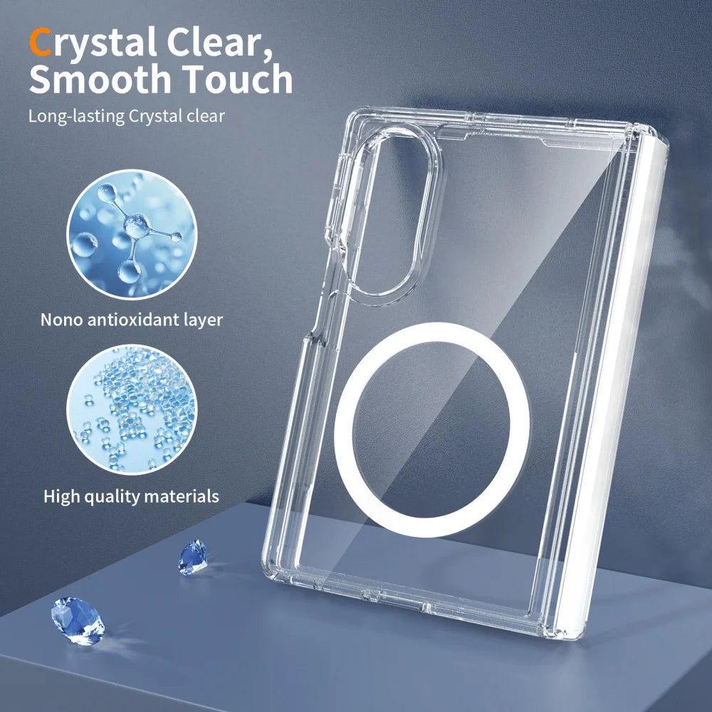 Crystal Clear Magnetic Case for Samsung Galaxy Z Fold 6/7/8