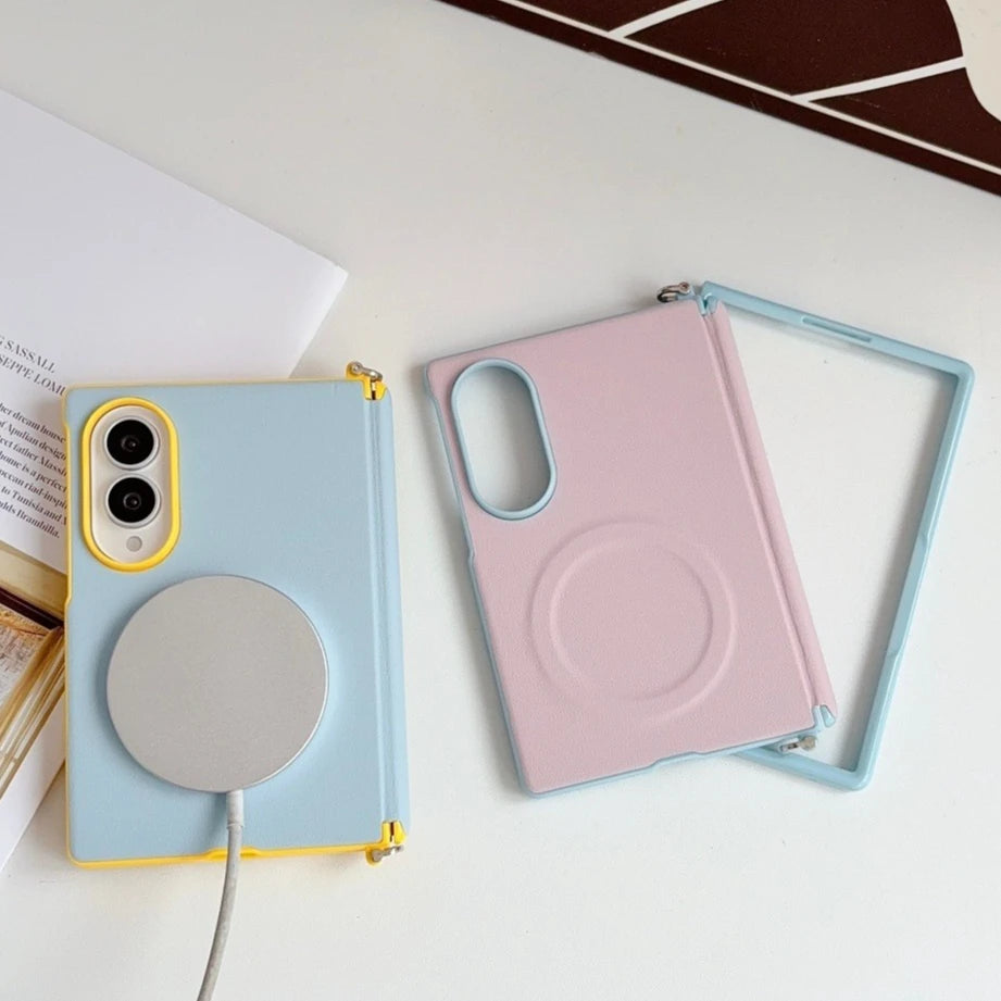 Dopamine Color Clashes Leather Magnetic Case for Samsung Galaxy Z Fold 8