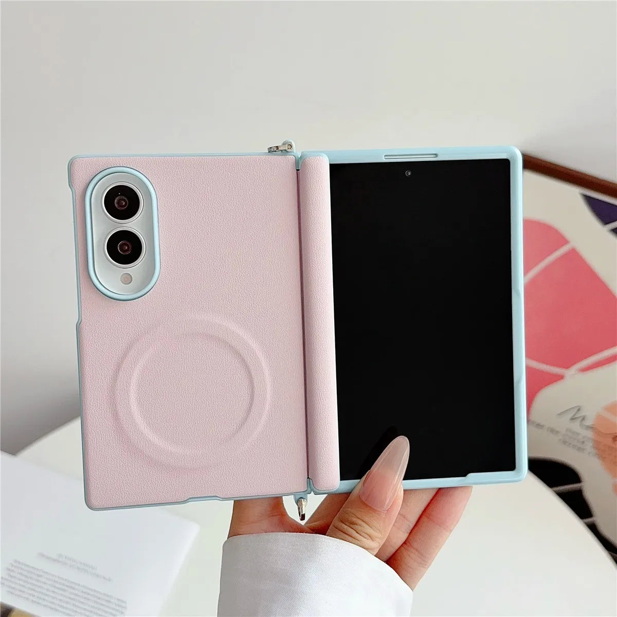 Dopamine Color Clashes Leather Magnetic Case for Samsung Galaxy Z Fold 8