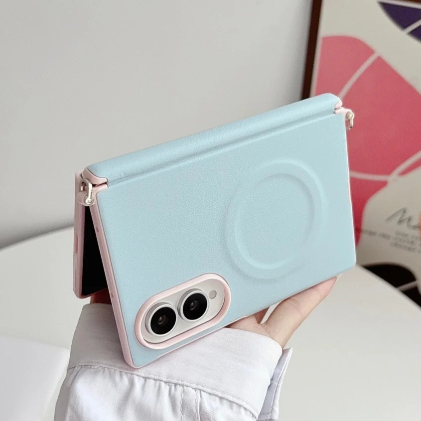 Dopamine Color Clashes Leather Magnetic Case for Samsung Galaxy Z Fold 8