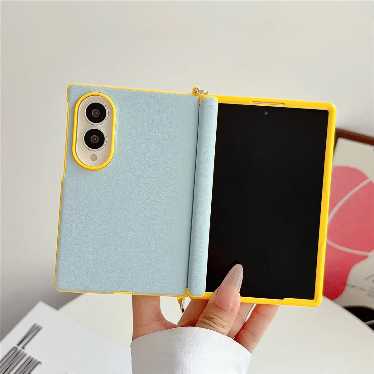 Dopamine Color Clashes Leather Magnetic Case for Samsung Galaxy Z Fold 8
