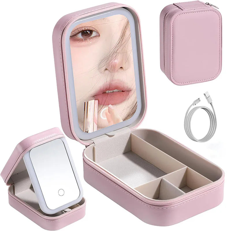 LumiGlow LED Makeup Bag with Mirror