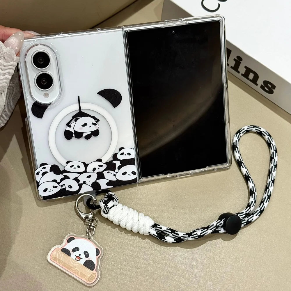 Korean Cute Panda Wrist Strap for Magsafe Case for Samsung Galaxy Z Fold 8, Z Fold  7, Z Fold  6, Z Fold 5 & Fold 8 Ultra