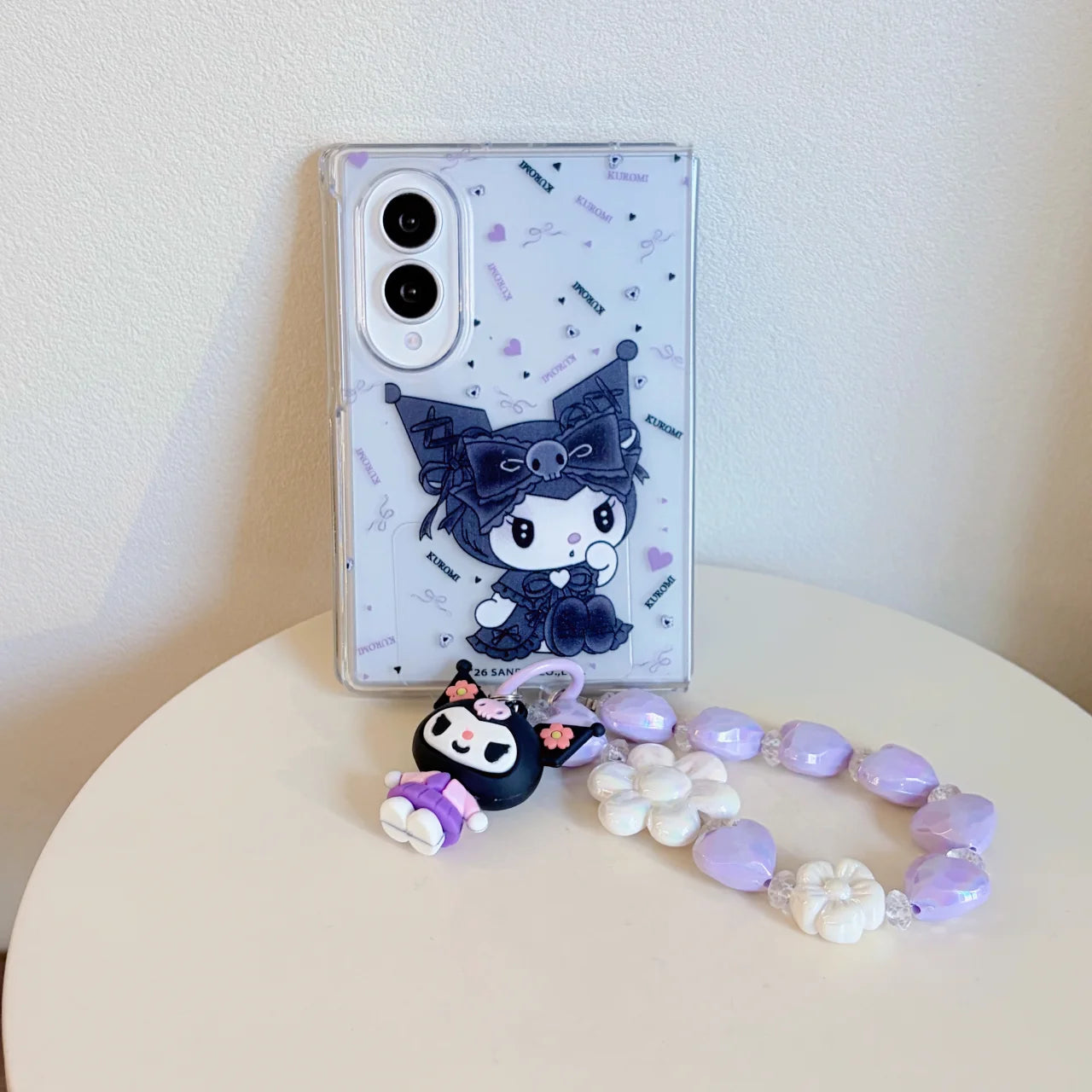 3D Kuromi Character Phone Case with Stand Lanyard for Samsung Z Fold 8, Z fold 8 Ultra