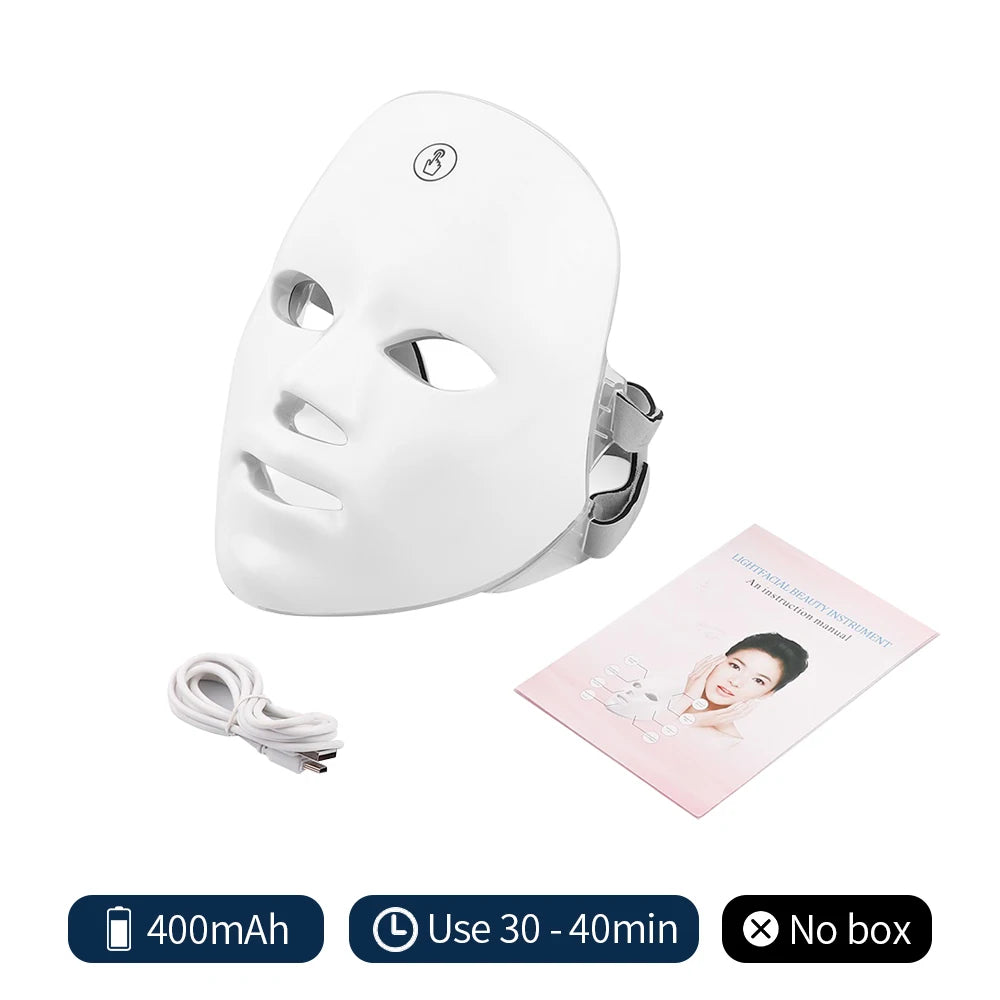 7- color Rechargeable LED Facial Mask for Skin Rejuvenation