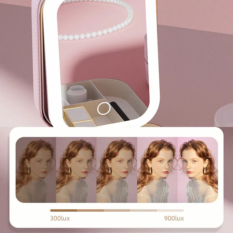 LumiGlow LED Makeup Bag with Mirror