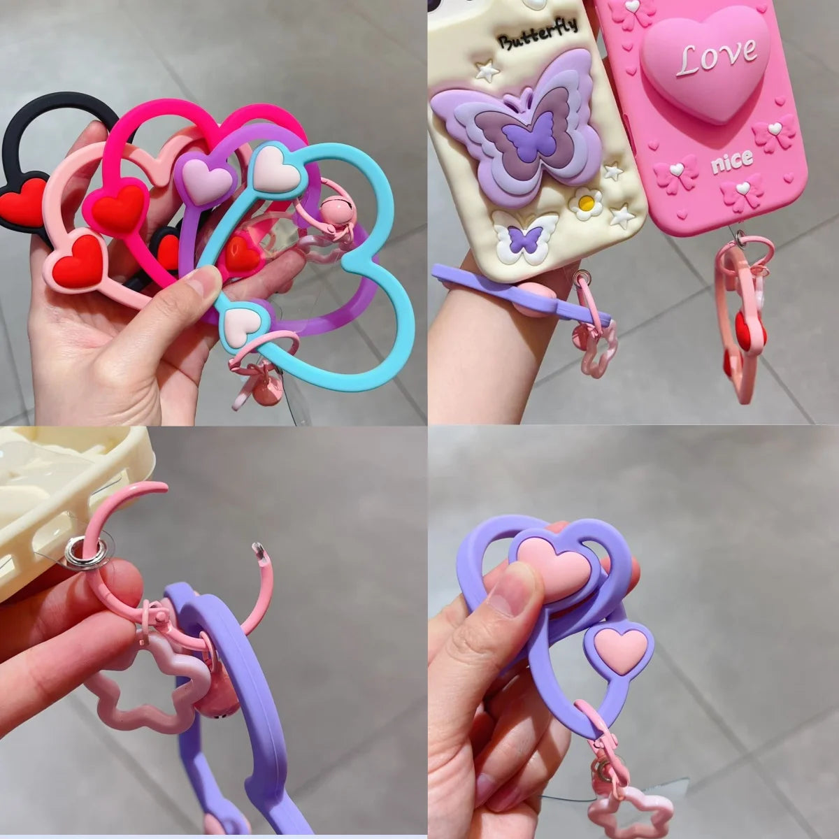 Cute Heart Phone Charm Lanyard Connector - Colorful Heart Phone Case Accessorie
