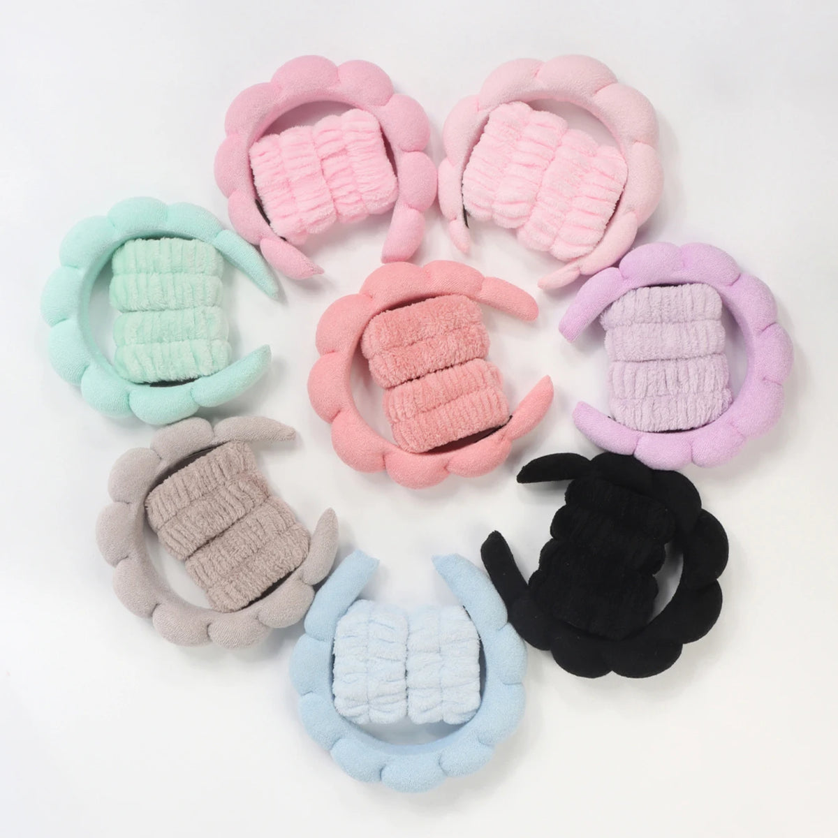 Microfiber Spa Wristbands & Headband Set - Face Washing Accessories