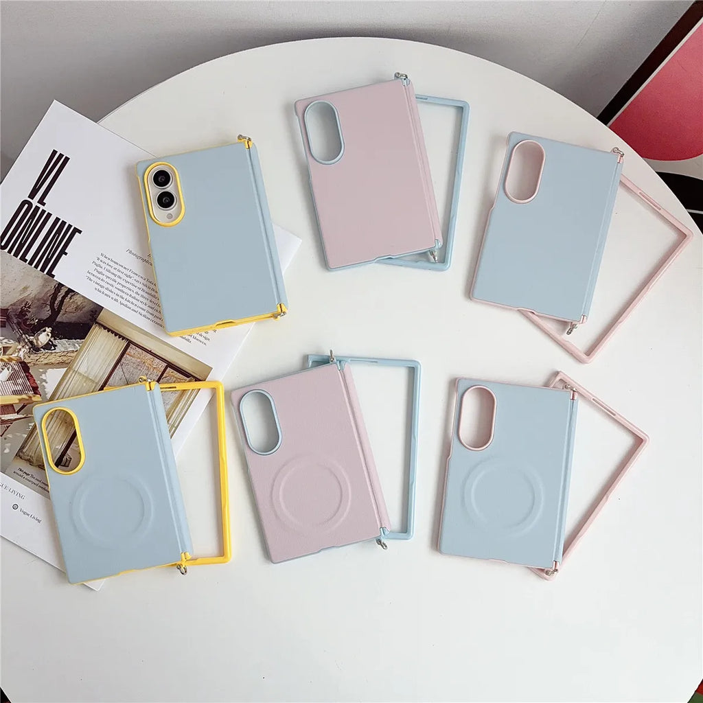 Dopamine Color Clashes Leather Magnetic Case for Samsung Galaxy Z Fold 8