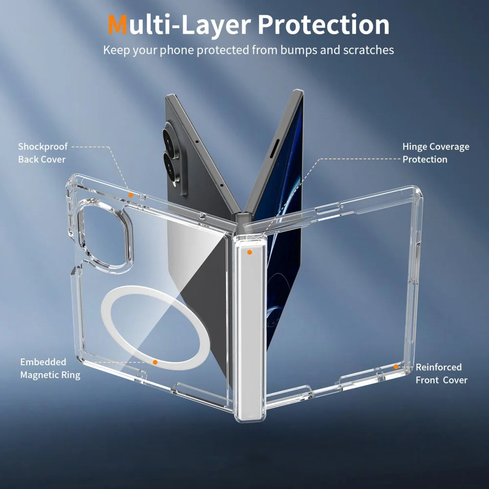 Crystal Clear Magnetic Case for Samsung Galaxy Z Fold 6/7/8