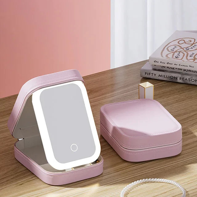 LumiGlow LED Makeup Bag with Mirror