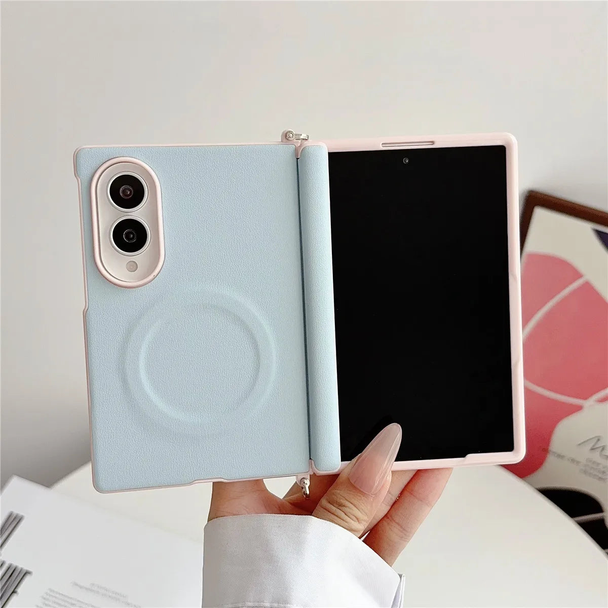 Dopamine Color Clashes Leather Magnetic Case for Samsung Galaxy Z Fold 8