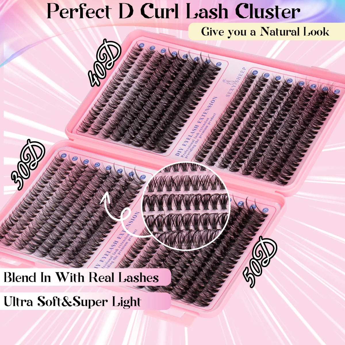 DIY Cluster Lashes Kit-30D, 40D, & 50D