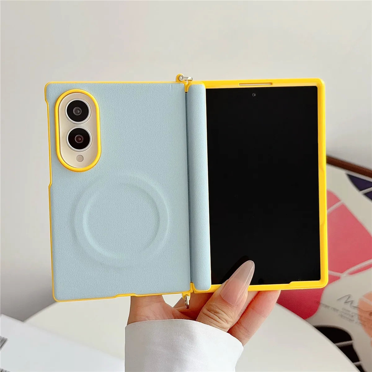 Dopamine Color Clashes Leather Magnetic Case for Samsung Galaxy Z Fold 8