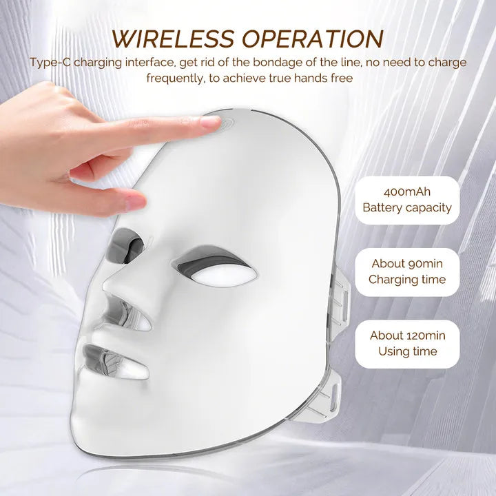 7- color Rechargeable LED Facial Mask for Skin Rejuvenation