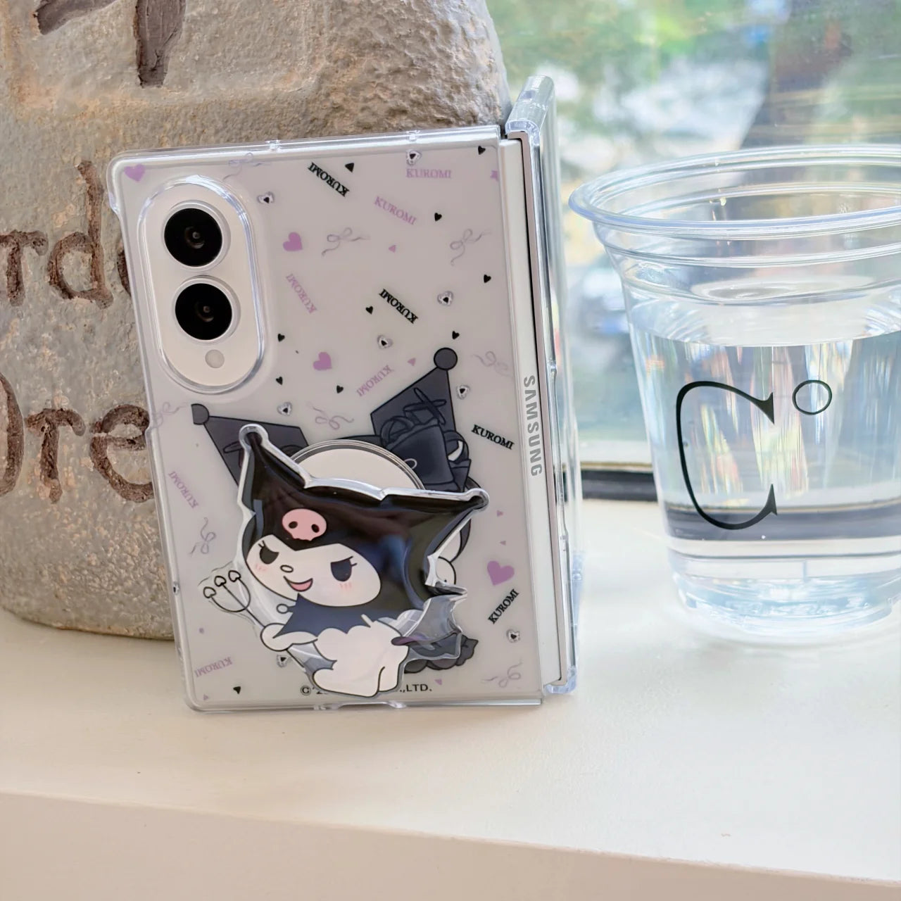 3D Kuromi Character Phone Case with Stand Lanyard for Samsung Z Fold 8, Z fold 8 Ultra