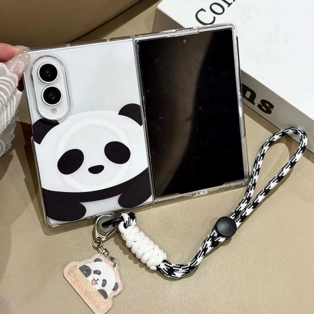 Korean Cute Panda Wrist Strap for Magsafe Case for Samsung Galaxy Z Fold 8, Z Fold  7, Z Fold  6, Z Fold 5 & Fold 8 Ultra