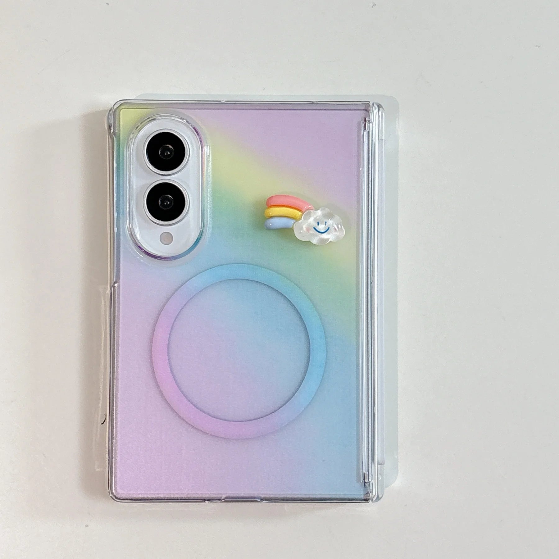 Translucent Rainbow Magnetic Phone Case With Cloud Bracket for Samsung Galaxy