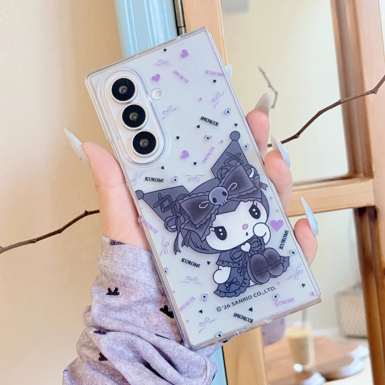 3D Kuromi Character Phone Case with Stand Lanyard for Samsung Z Fold 8, Z fold 8 Ultra