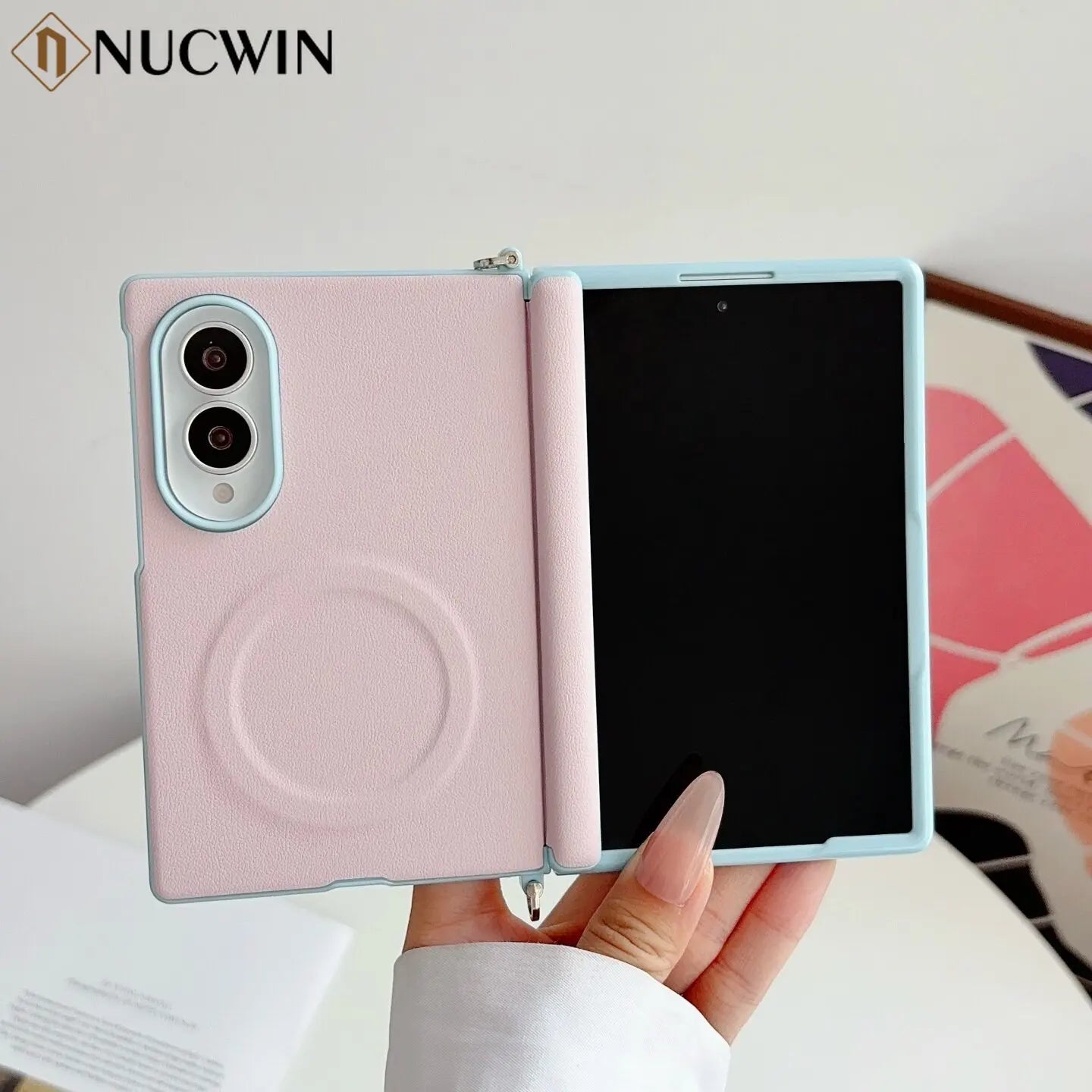 Dopamine Color Clashes Leather Magnetic Case for Samsung Galaxy Z Fold 8